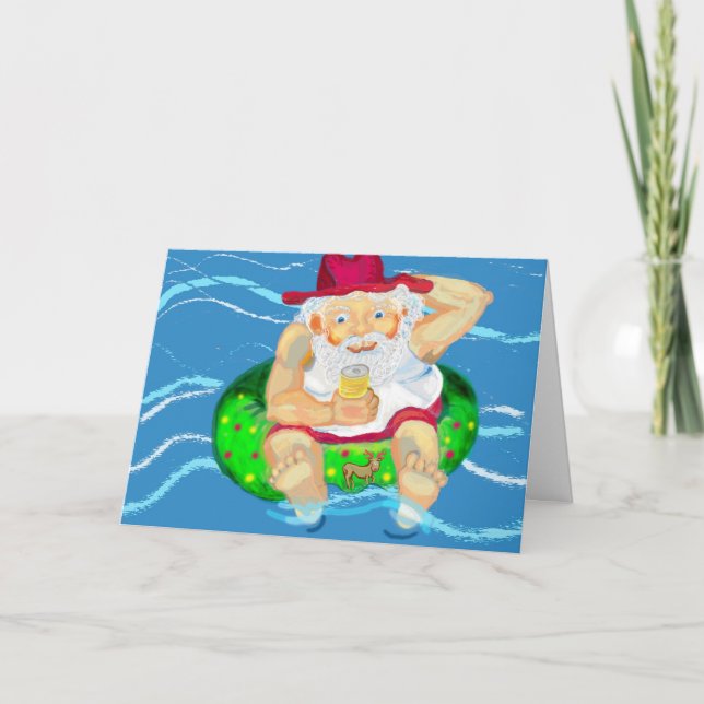 Cartes Pour Fêtes Annuelles Père Noël en vacances (Devant)