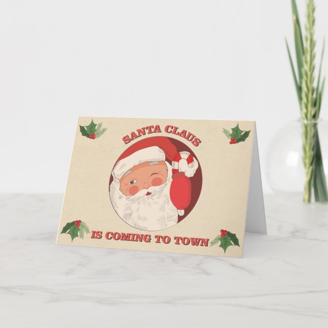 Cartes Pour Fêtes Annuelles Père Noël en ville (Devant)