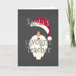 CARTES POUR FÊTES ANNUELLES PÈRE NOËL **ENSEIGNANT PRÉFÉRÉ** À NOËL