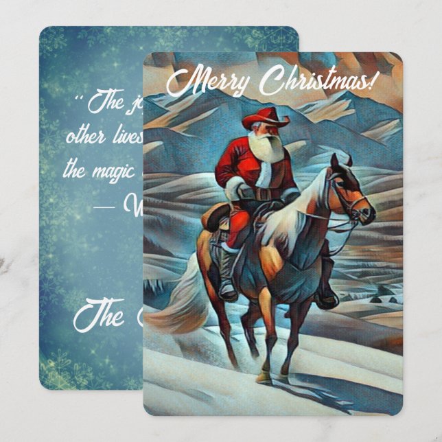 Cartes Pour Fêtes Annuelles Père Noël équitation Noël occidental (Devant / Derrière)