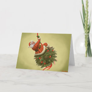 Cartes Pour Fêtes Annuelles Père Noël est entré comme une boule de destruction