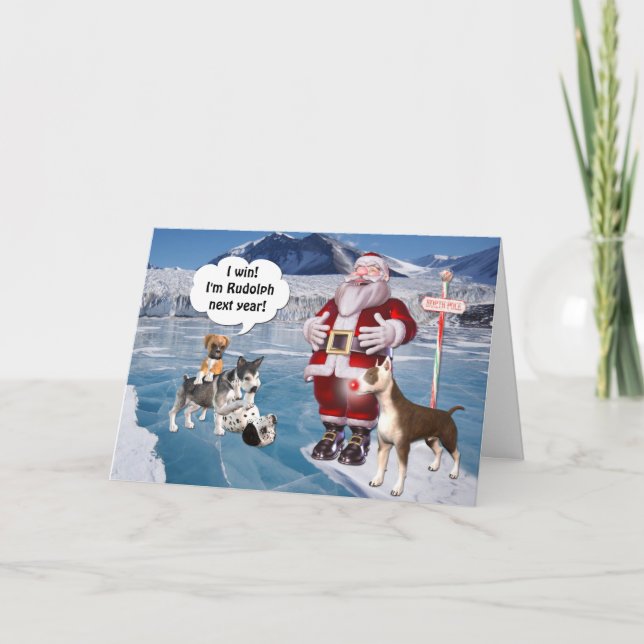 Cartes Pour Fêtes Annuelles Père Noël est un chien de bull-terrier (Devant)