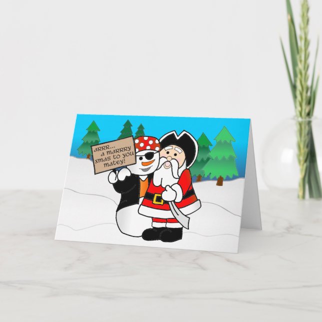 Cartes Pour Fêtes Annuelles Père Noël et bonhomme de neige (Devant)