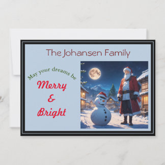Cartes Pour Fêtes Annuelles Père Noël et bonhomme de neige la veille de Noël