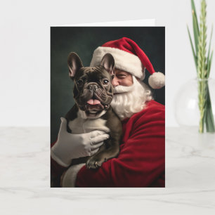 Cartes Pour Fêtes Annuelles Père Noël et bouledogue français