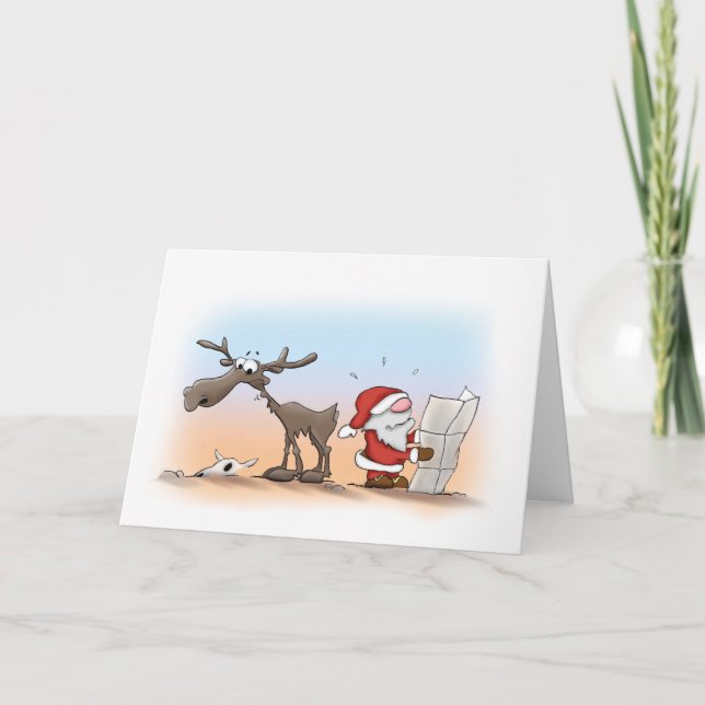 Cartes Pour Fêtes Annuelles Père Noël et Eric : hors route (Devant)