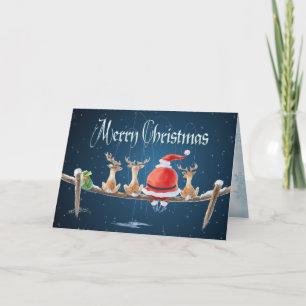 Cartes Pour Fêtes Annuelles PÈRE NOËL et fishin et TEXTE de RENNE par SHARON