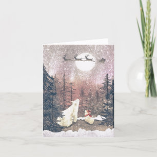 Cartes Pour Fêtes Annuelles Père Noël et les ours polaires