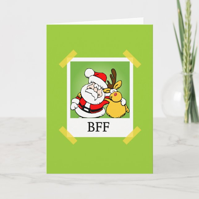 Cartes Pour Fêtes Annuelles Père Noël et renne BFF (Devant)