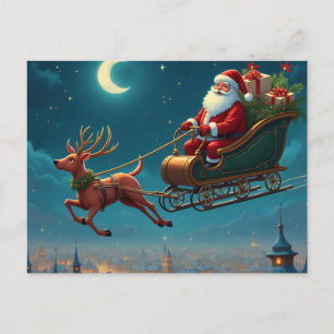 Cartes Pour Fêtes Annuelles Père Noël et rennes