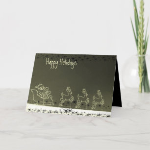 Cartes Pour Fêtes Annuelles Père Noël et rennes