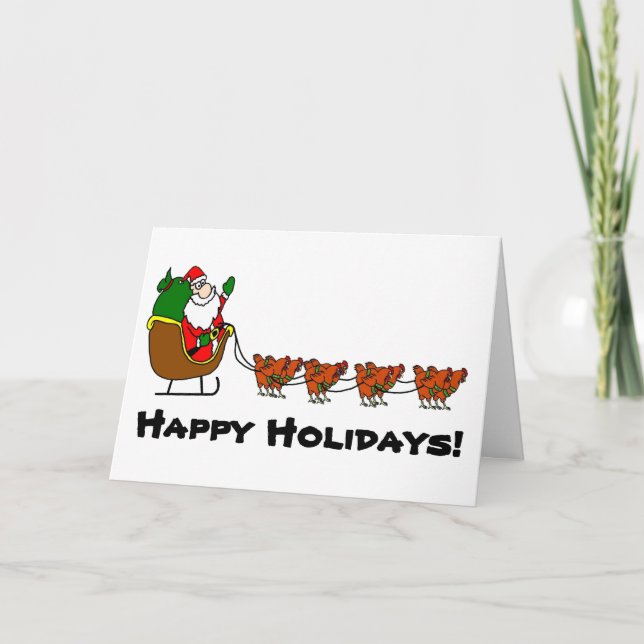 Cartes Pour Fêtes Annuelles Père Noël et rennes de poulet (Devant)