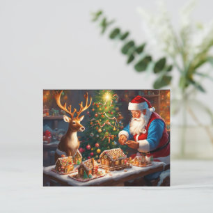 Cartes Pour Fêtes Annuelles Père Noël et rennes font maison de pain d'épices