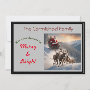 Cartes Pour Fêtes Annuelles Père Noël et rennes la veille de Noël