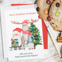 Père Noël et ses aidants de mignons enfants person