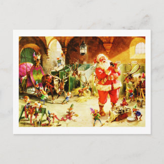 Cartes Pour Fêtes Annuelles Père Noël et ses elfes dans le pôle Nord