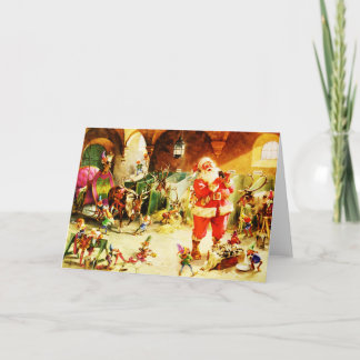 Cartes Pour Fêtes Annuelles Père Noël et ses elfes dans le pôle Nord