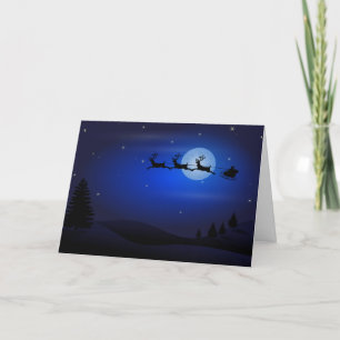 CARTES POUR FÊTES ANNUELLES PÈRE NOËL ET SILHOUETTE DE RENNE