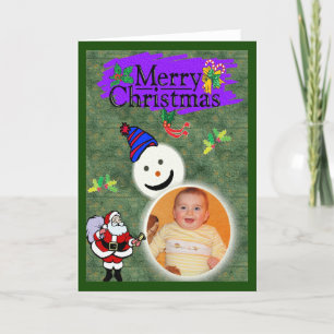 Cartes Pour Fêtes Annuelles Père Noël et Snowman Ajouter votre photo Noël