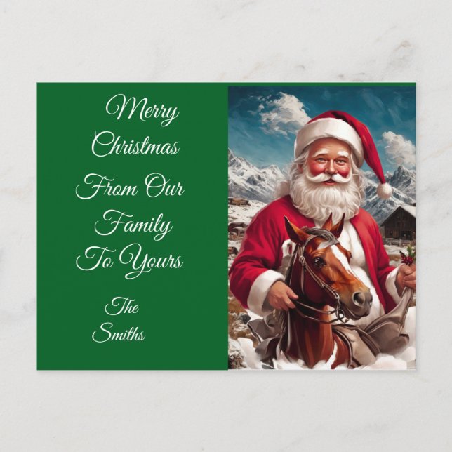 Cartes Pour Fêtes Annuelles Père Noël et son cheval des Rocheuses (Devant)