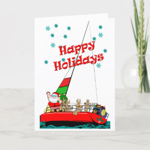 Cartes Pour Fêtes Annuelles père Noël et son renne naviguent à Noël