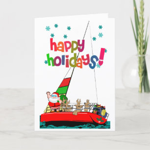 Cartes Pour Fêtes Annuelles père Noël et son renne naviguent à Noël
