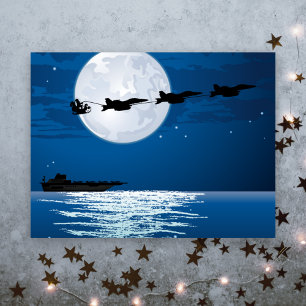 Cartes Pour Fêtes Annuelles Père Noël et Super Hornets F/A-18 Jets Noël