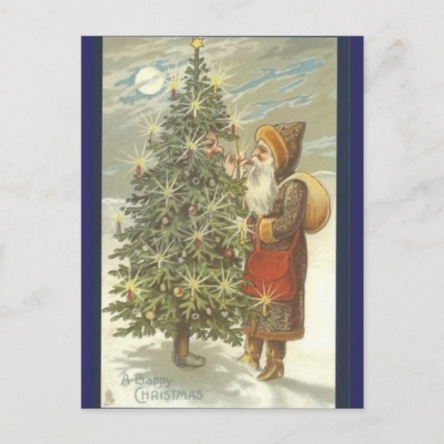 Cartes Pour Fêtes Annuelles Père Noël et TreeMan (Devant)