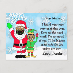 Cartes Pour Fêtes Annuelles Père Noël ethnique et lutin en masques de lettres