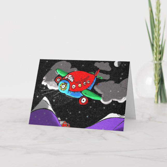 Cartes Pour Fêtes Annuelles Père Noël Express Plane pour l'autisme (Devant)