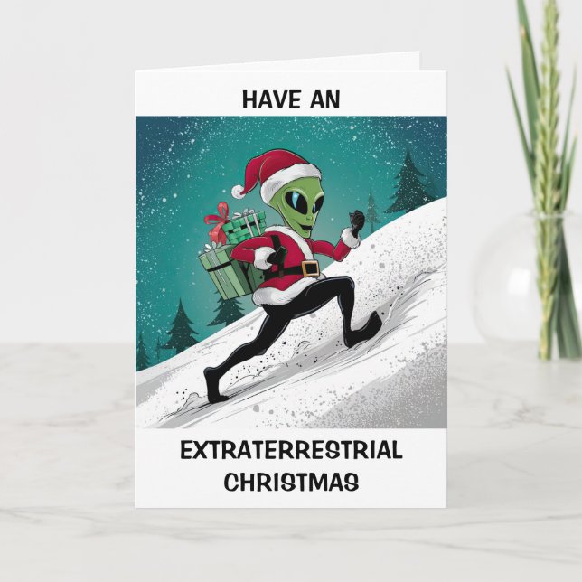 Cartes Pour Fêtes Annuelles Père Noël extraterrestre de Noël (Devant)