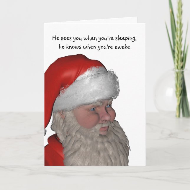 Cartes Pour Fêtes Annuelles père Noël face humoristique (Devant)