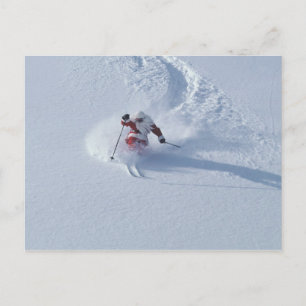 Cartes Pour Fêtes Annuelles Père Noël faisant du ski à la station de ski Snowb