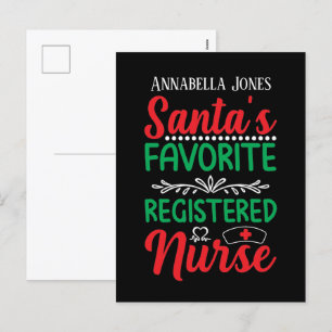 Cartes Pour Fêtes Annuelles Père Noël favori Nurse inscrit ajouter nom