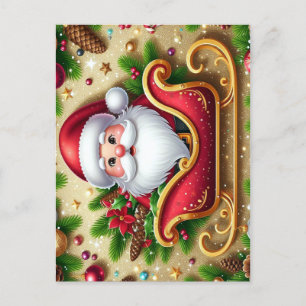 Cartes Pour Fêtes Annuelles Père Noël festif en traîneau