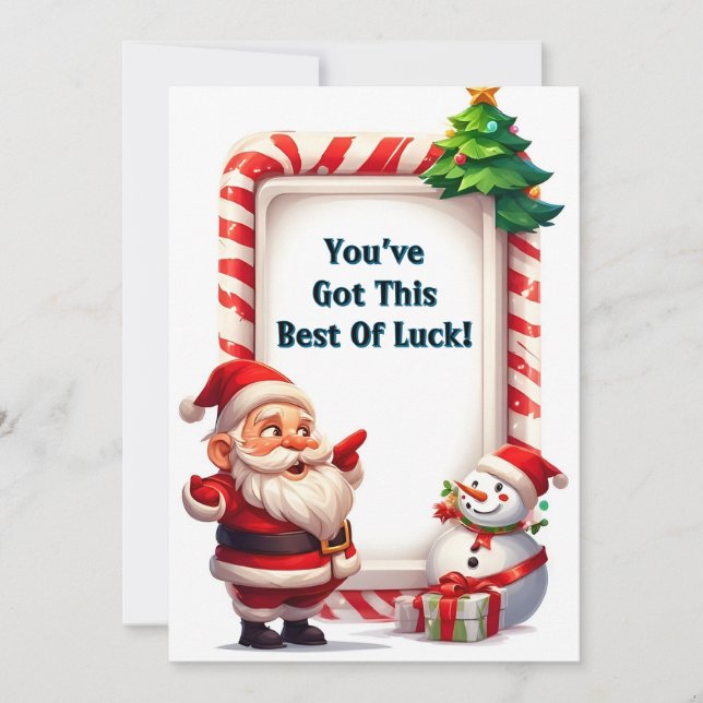 Cartes Pour Fêtes Annuelles Père Noël festif et bonhomme de neige (Devant)