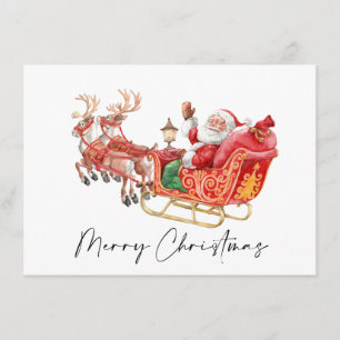Cartes Pour Fêtes Annuelles Père Noël festif traîneau Noël salutation