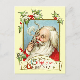 Cartes Pour Fêtes Annuelles père Noël Fumer un tuyau