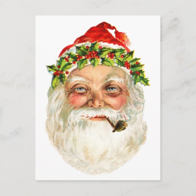 Cartes Pour Fêtes Annuelles Père Noël Fumer Un Tuyau (Devant)