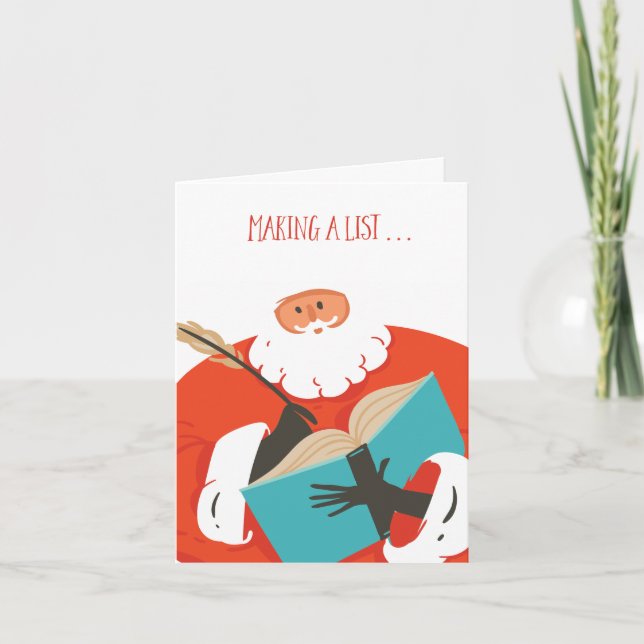 Cartes Pour Fêtes Annuelles Père Noël Fun Cartoon Noël Liste de nouveauté Géan (Devant)