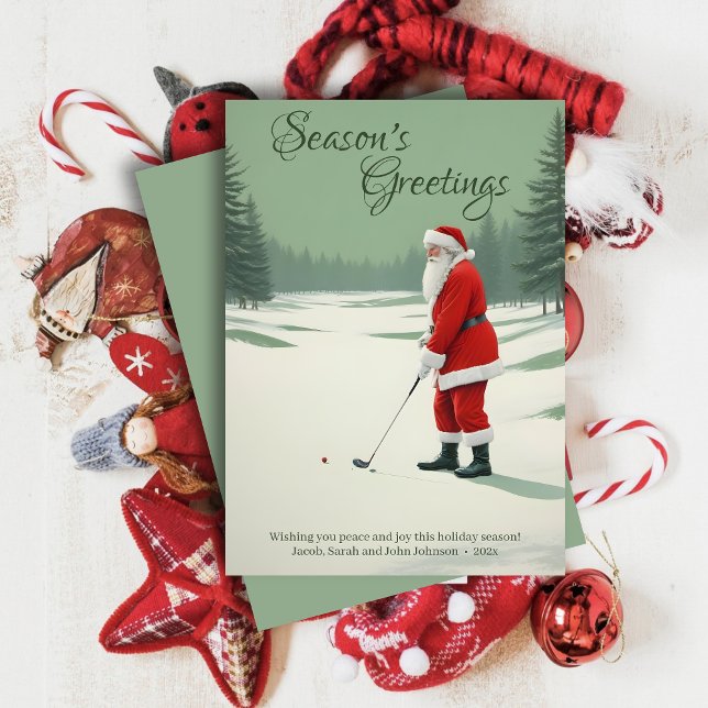 Cartes Pour Fêtes Annuelles Père Noël Golfing (Créateur téléchargé)
