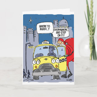 Cartes Pour Fêtes Annuelles Père Noël grêle un taxi