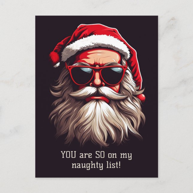 Cartes Pour Fêtes Annuelles Père Noël Grumpy Texte Personnalisé (Devant)