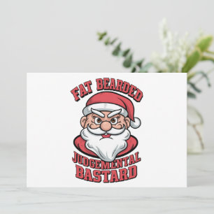 Cartes Pour Fêtes Annuelles Père Noël hilarant gros barbu jugeant connard