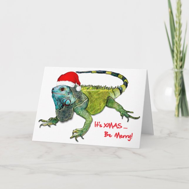 Cartes Pour Fêtes Annuelles Père Noël Iguana (Devant)