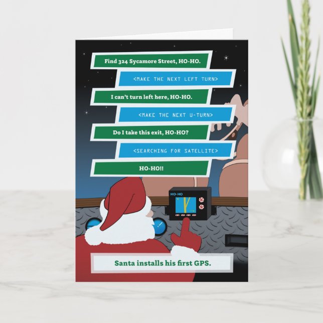 Cartes Pour Fêtes Annuelles Père Noël installe un GPS (standard) (Devant)