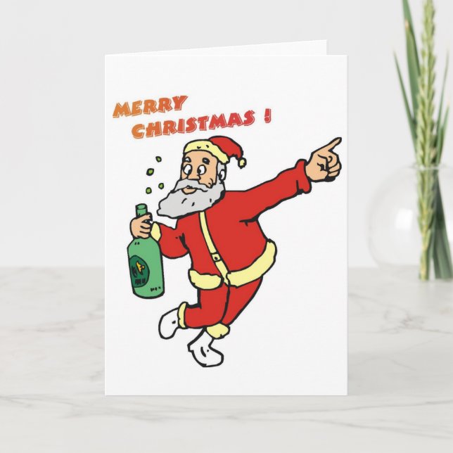 Cartes Pour Fêtes Annuelles Père Noël ivre (Devant)