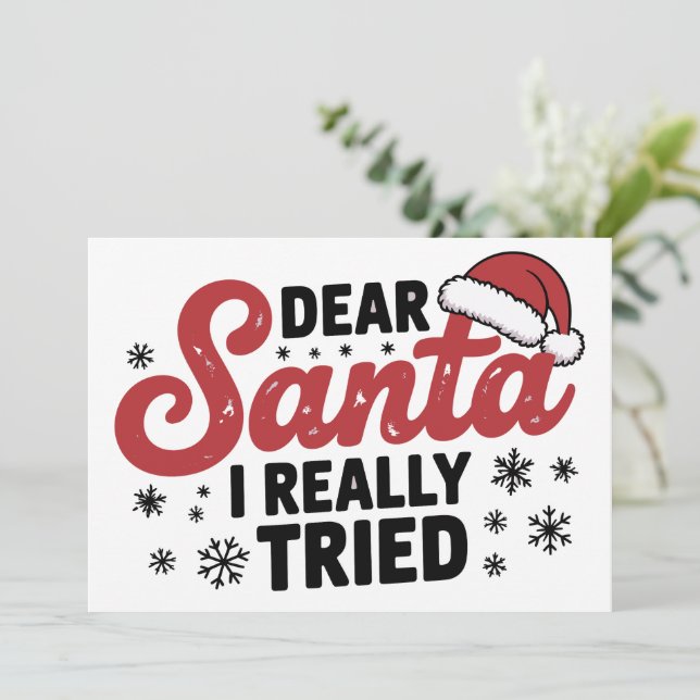 Cartes Pour Fêtes Annuelles Père Noël j'ai vraiment essayé Noël Famille Xmas  (Debout devant)