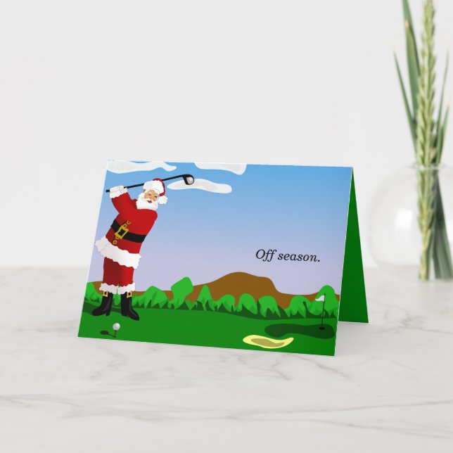 Cartes Pour Fêtes Annuelles Père Noël jouant au golf (Devant)