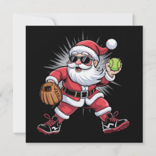 Cartes Pour Fêtes Annuelles Père Noël jouant au softball comme lanceur Sports 